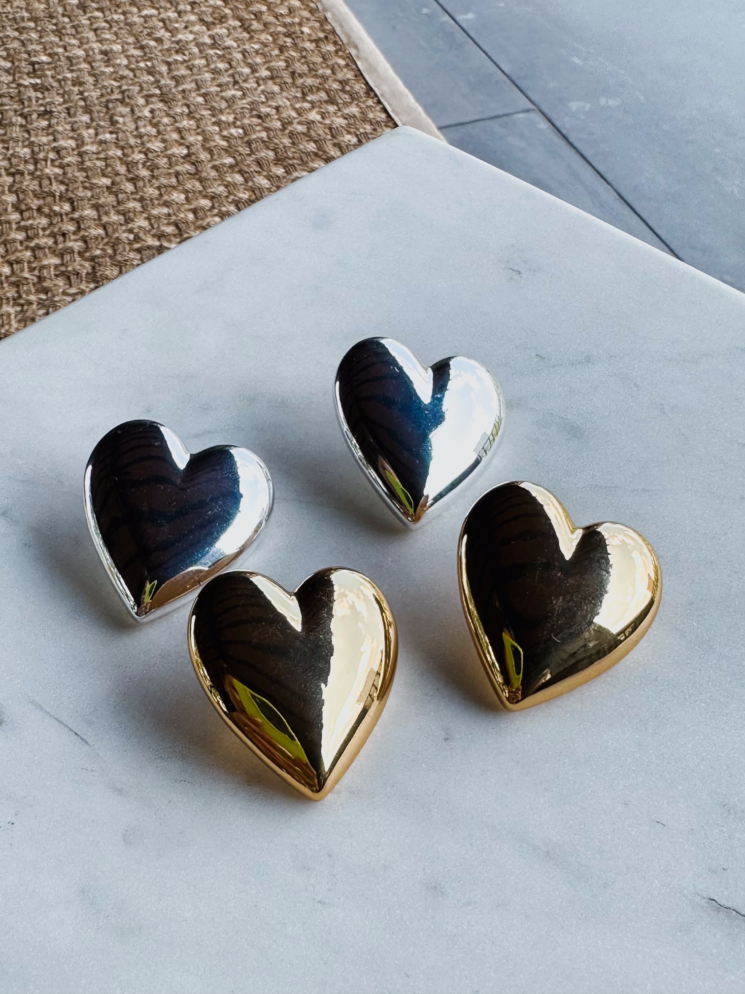 Puffy Heart Earrings - Gold | Shop Yu Fashion