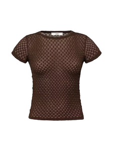 Mesh Lace Baby Tee - Chocolate Brown