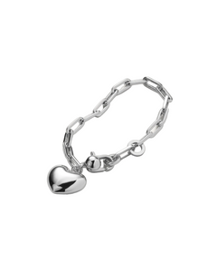 Puffy Heart Bracelet - Silver