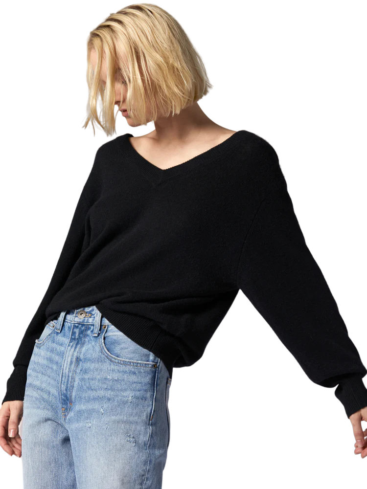 Lilou V-Neck Cashmere Sweater - True Black