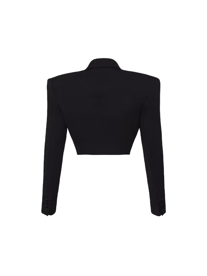 Double Breasted Cropped Blazer - Black