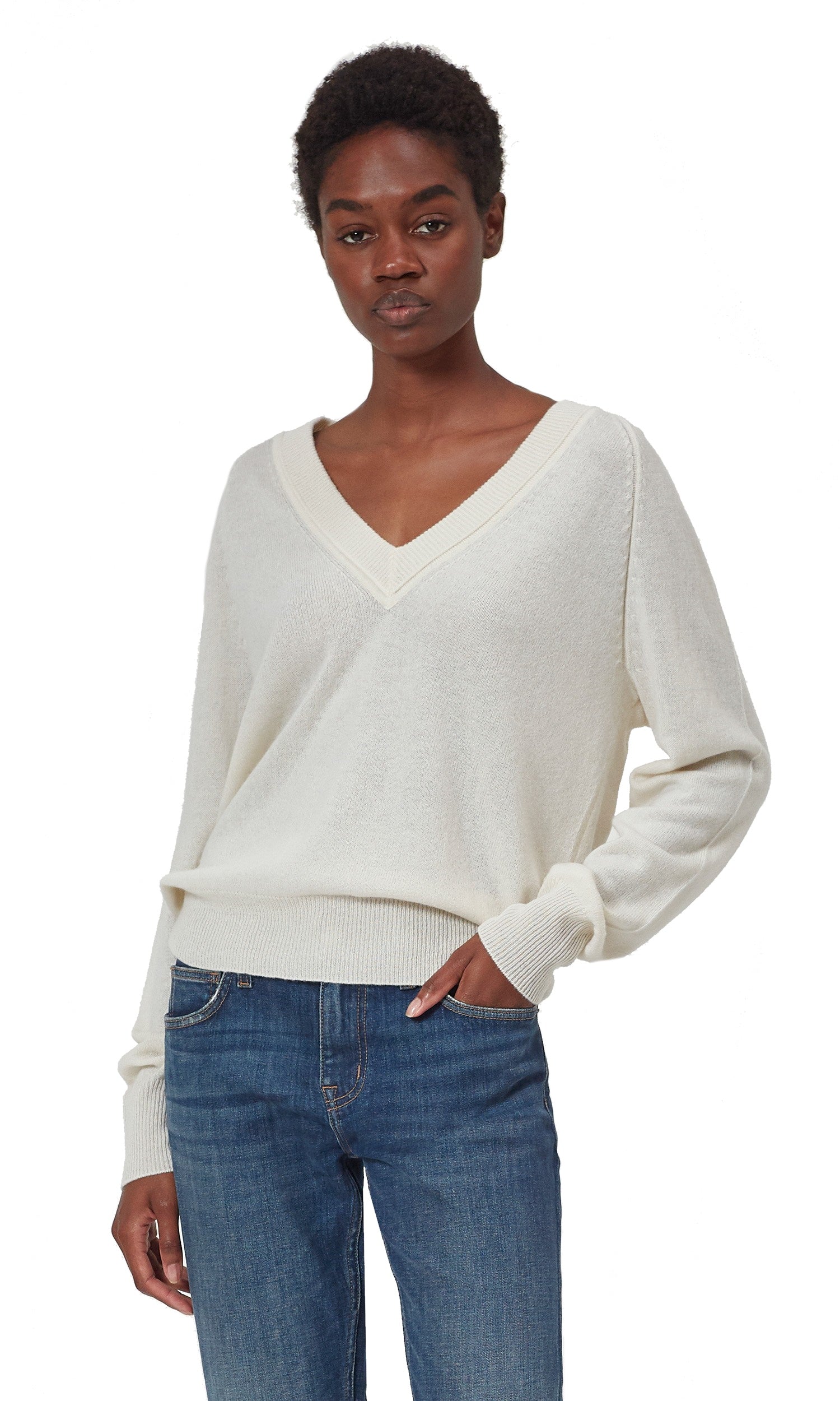 Heather Grey Women's Madalene V-Neck Cashmere Sweater Heather Grey –  Equipment