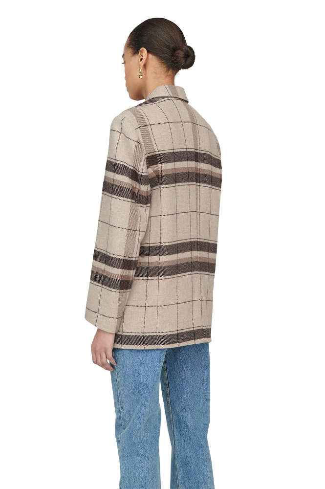 Quinn Blazer Khaki Plaid Shop Yu Fashion