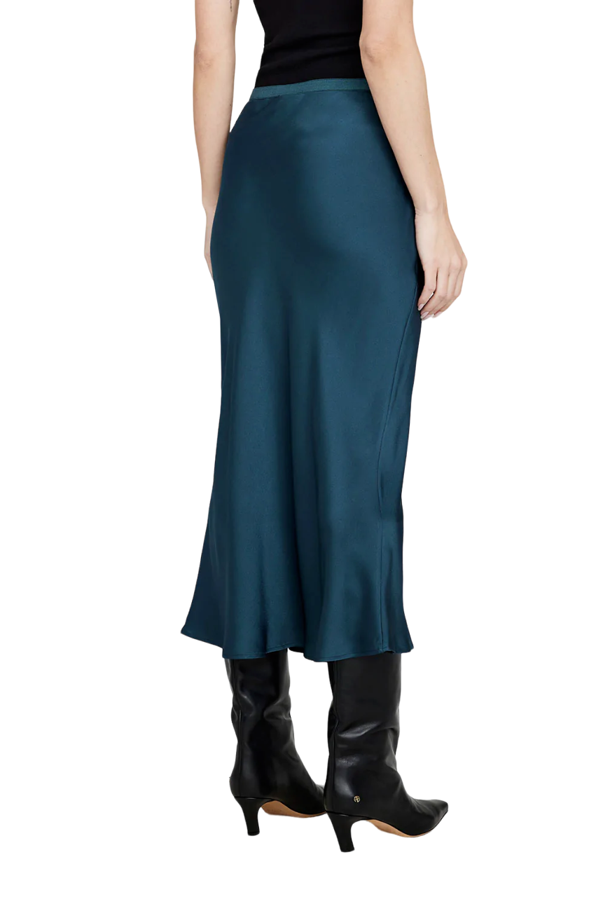 Bar Silk Skirt - Steel Blue