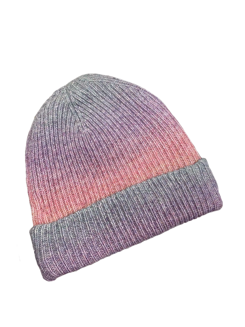 Ribbed Ombre Foldover Beanie - Pink - Shop Yu Fashion