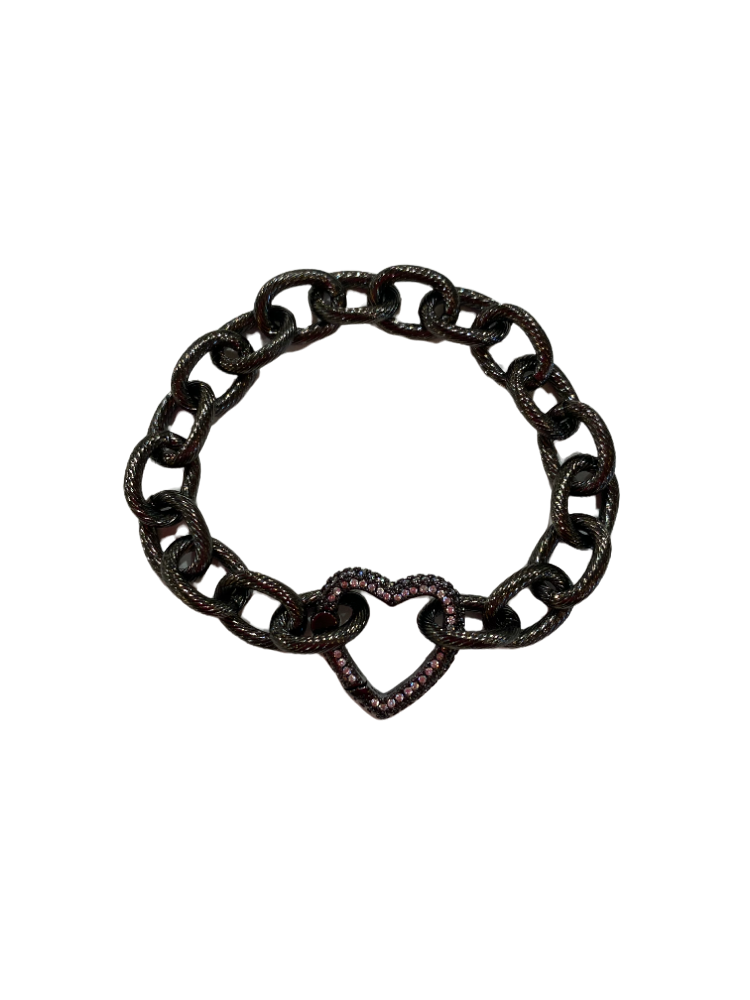 Heart Lock Charm Bracelets-Gunmetal