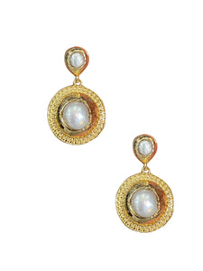 Pearl Button Drop Earrings - Shop Yu Fashion
