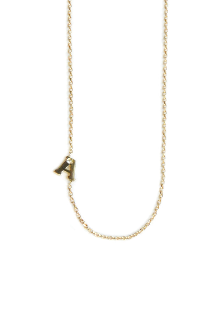 Love Letter Single Diamond Necklace - A to Z - Shop Yu Fashion