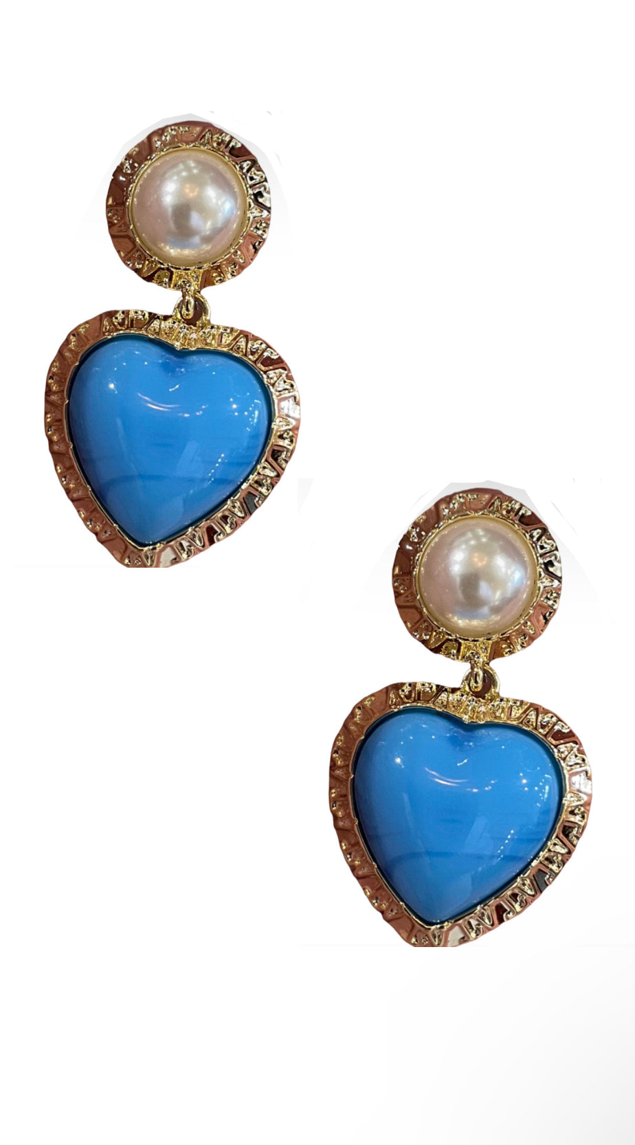 Turquoise Button Heart Earrings | Shop Yu Fashion