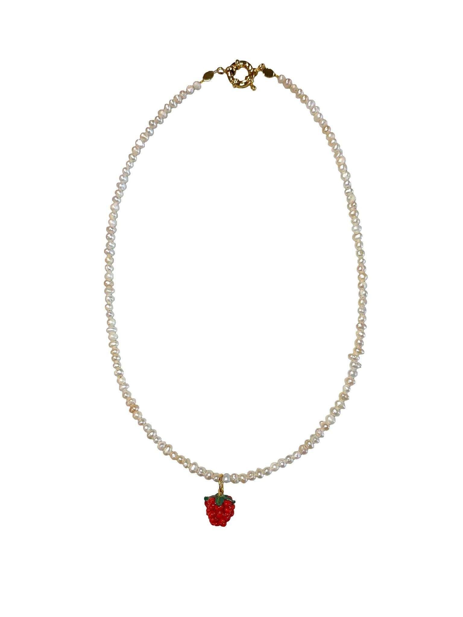 Pearl Fruit Glass Necklace - Raspberry - Shop Yu Fashion