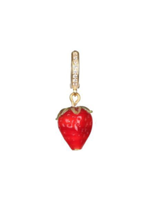 Fruit Glass Charm Earring - Strawberry - Shop Yu Fashion