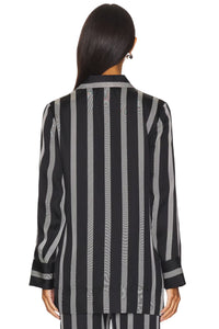 Lynette Shirt - Black Herringbone Stripe