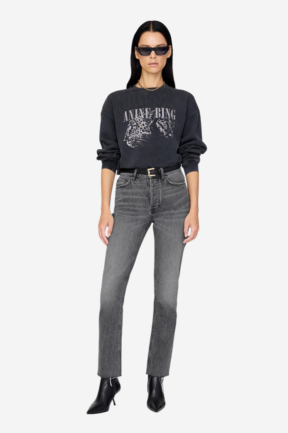 *PRE-ORDER* Spencer Sweatshirt Leopard - Washed Black - Shop Yu Fashion