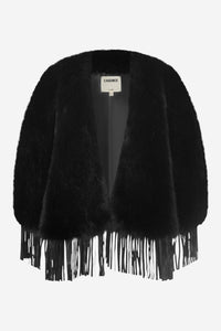 Nathalia Faux Fur Cape - Black