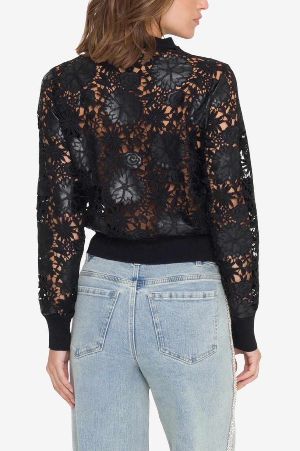 Erin Vegan Leather Lace Cardigan - Black