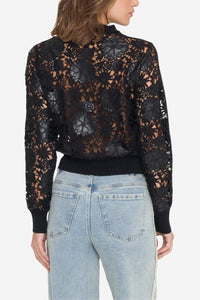 Erin Vegan Leather Lace Cardigan - Black