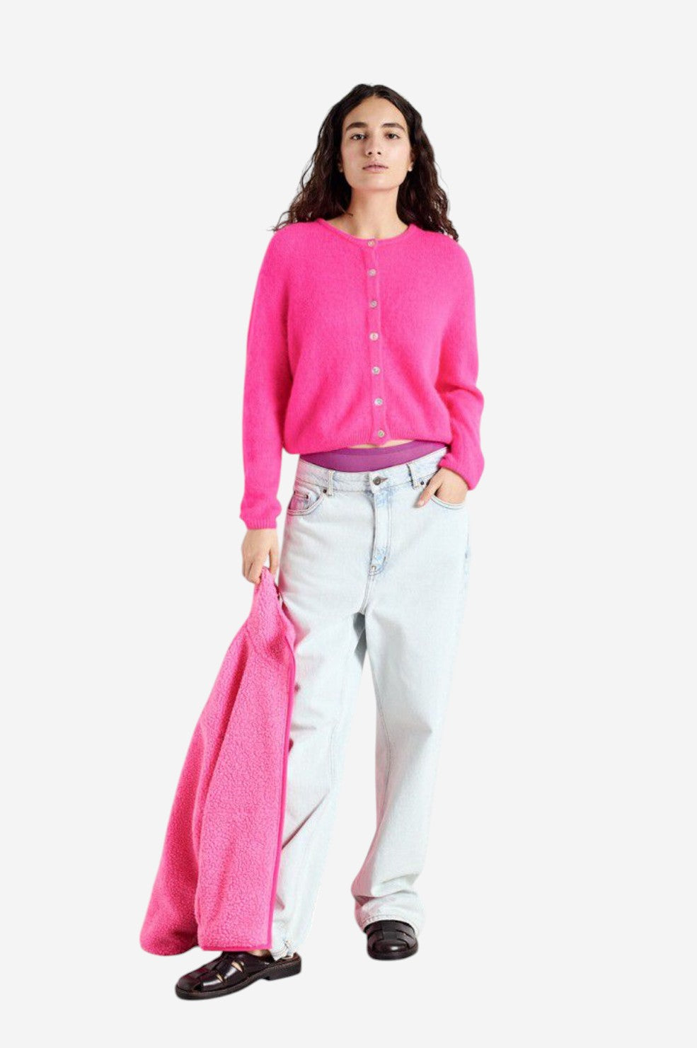 *PRE-ORDER* Vitow Cardigan - Fluorescent Rose Melange - Shop Yu Fashion
