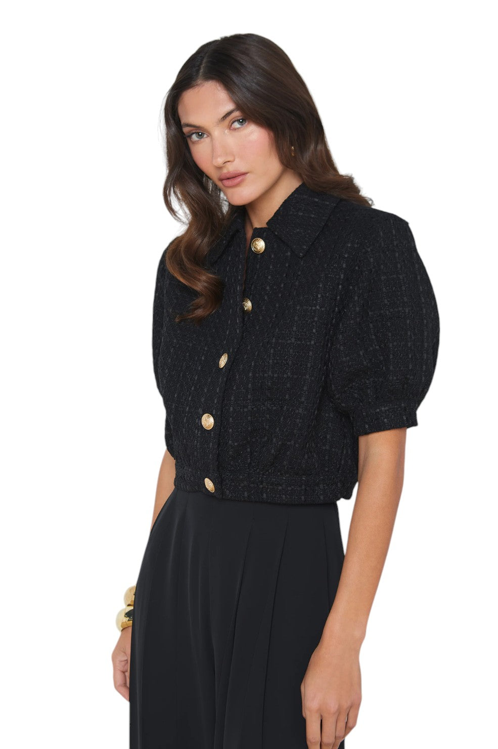 Cove Cropped Tweed Jacket - Black