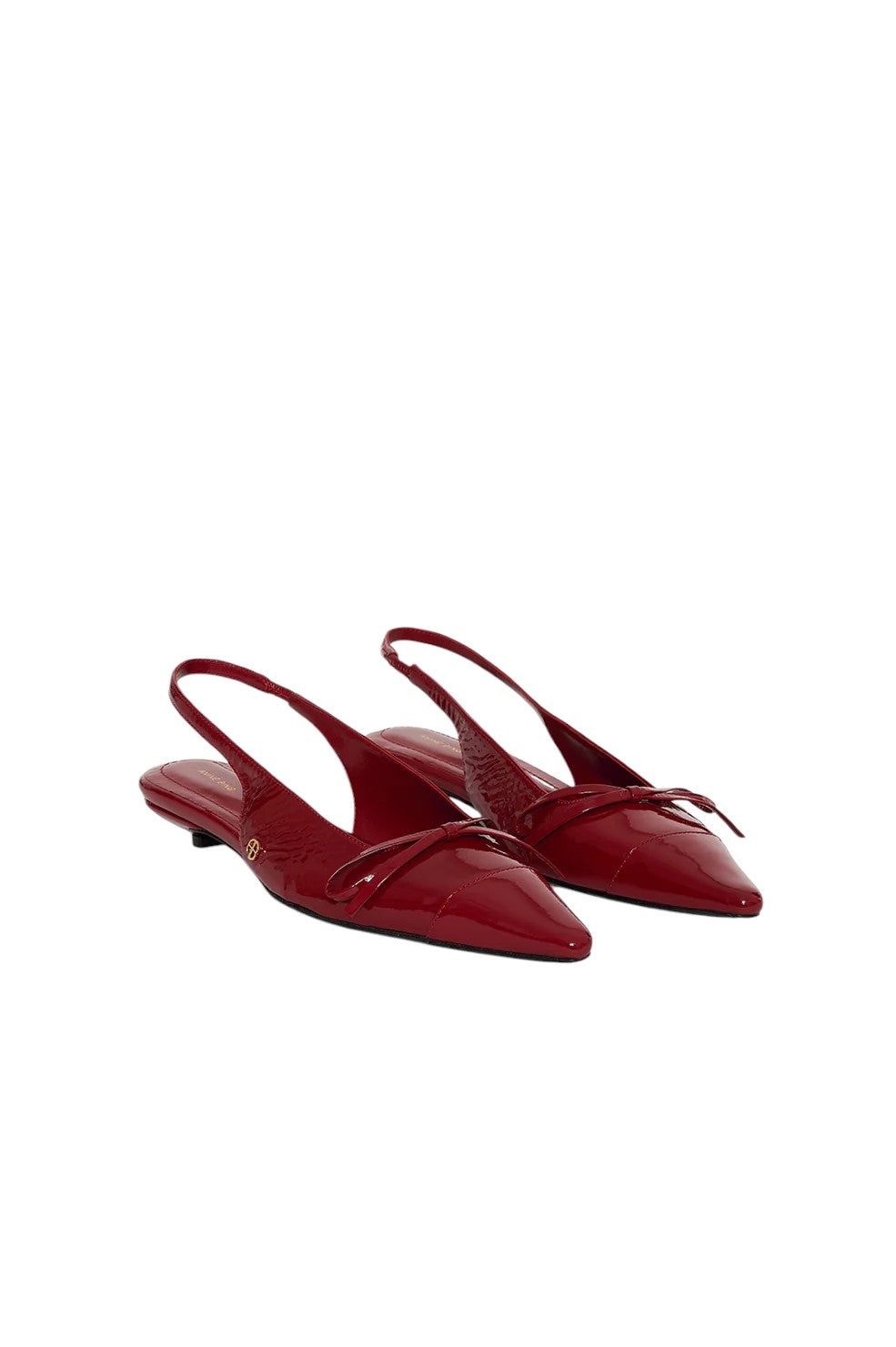 Zoey Slingback Heels - Red Crinkled Patent - Shop Yu Fashion