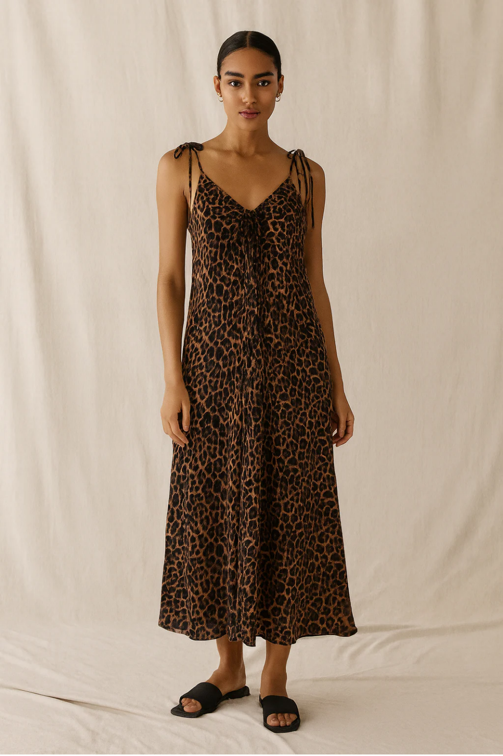Flora Dress - Black and Brown Leopard