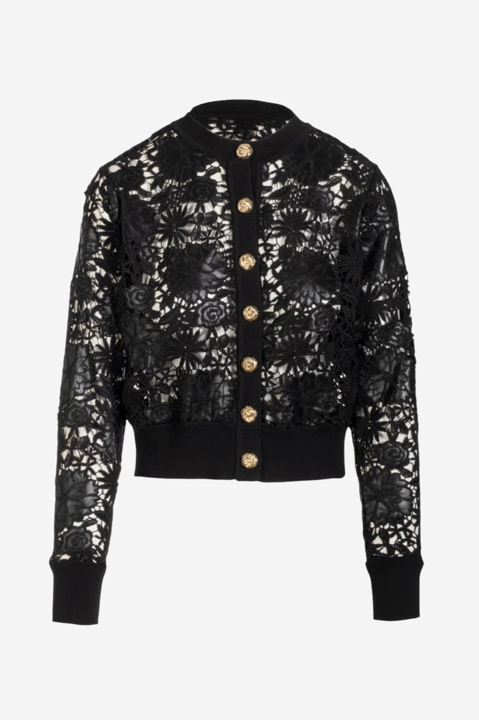 Erin Vegan Leather Lace Cardigan - Black