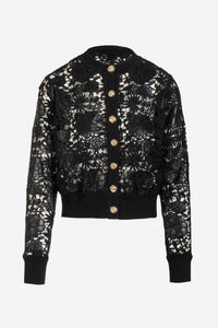 Erin Vegan Leather Lace Cardigan - Black