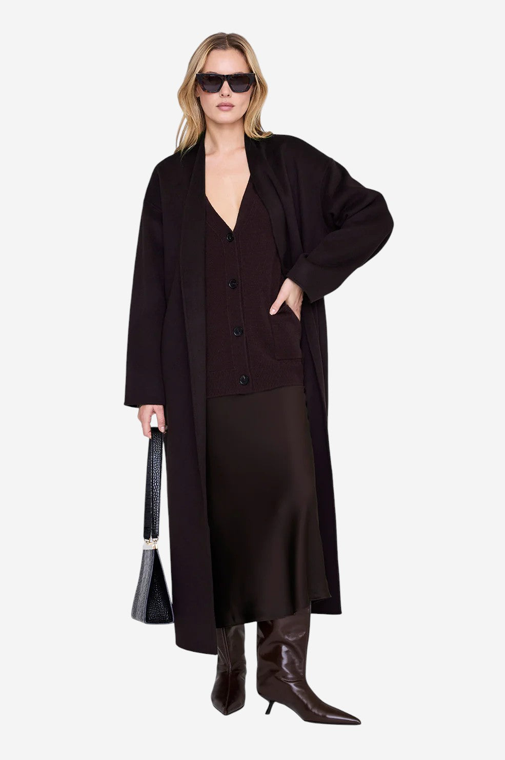 Bar Silk Skirt - Deep Brown