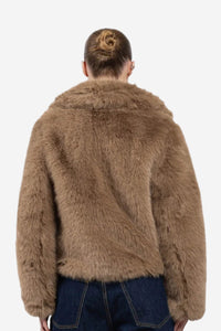 Roy Toggle Faux Fur Jacket - Tobacco Brown