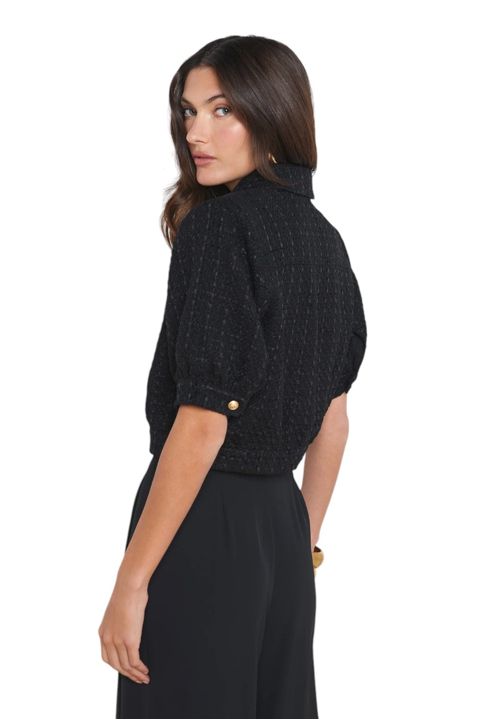 Cove Cropped Tweed Jacket - Black