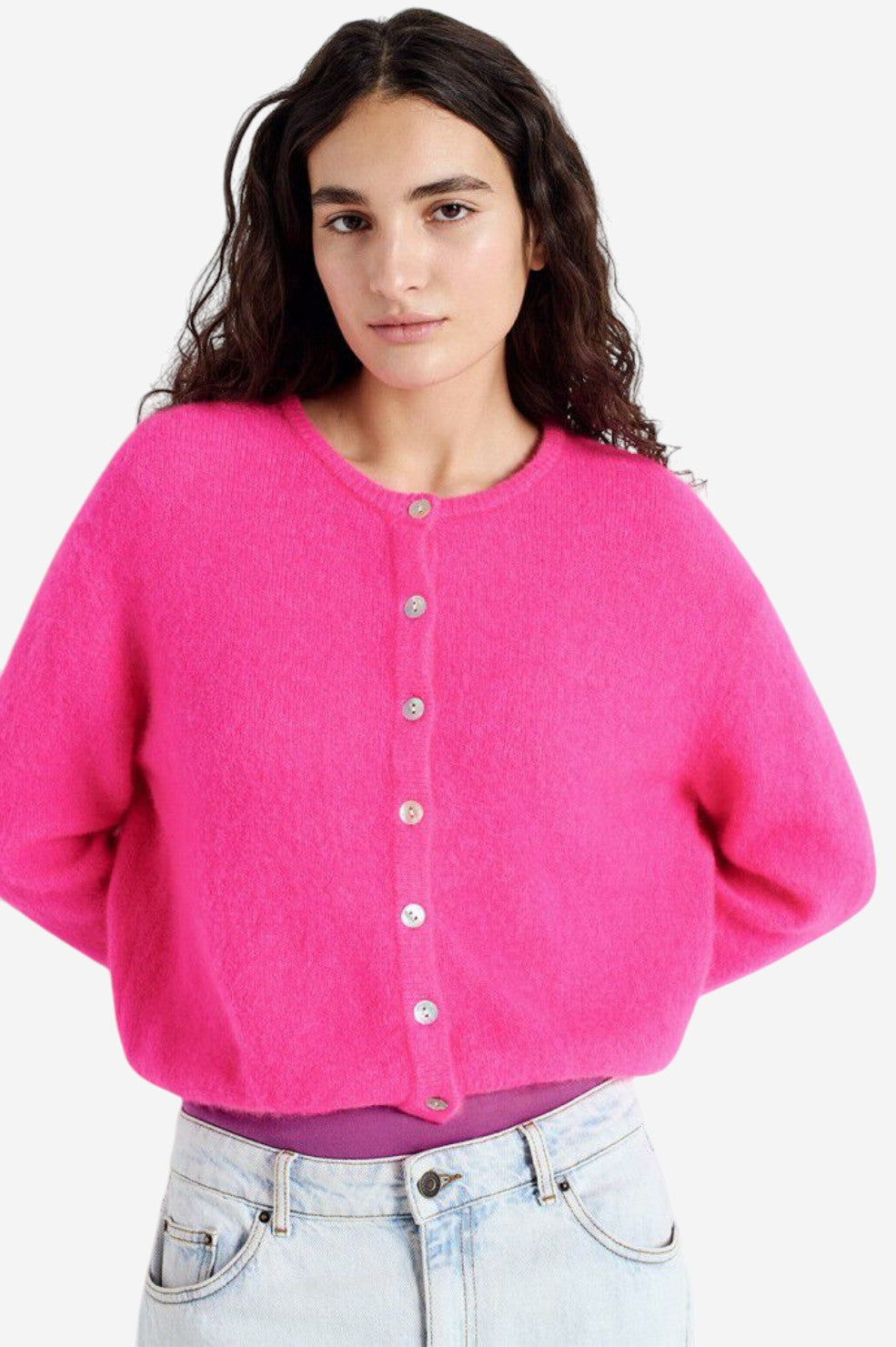 *PRE-ORDER* Vitow Cardigan - Fluorescent Rose Melange - Shop Yu Fashion