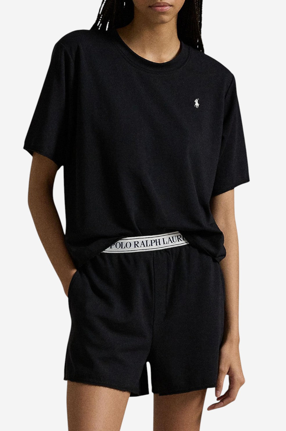 Club Terry 2-Piece Short-Sleeve Pajama Set - Black - Shop Yu Fashion