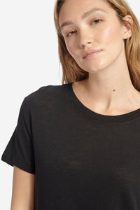 Zoe Slub Crew Neck Tee - Black