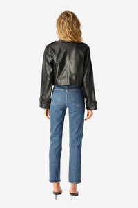 Saskia Genuine Leather Jacket - Black