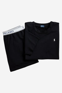 Club Terry 2-Piece Short-Sleeve Pajama Set - Black - Shop Yu Fashion