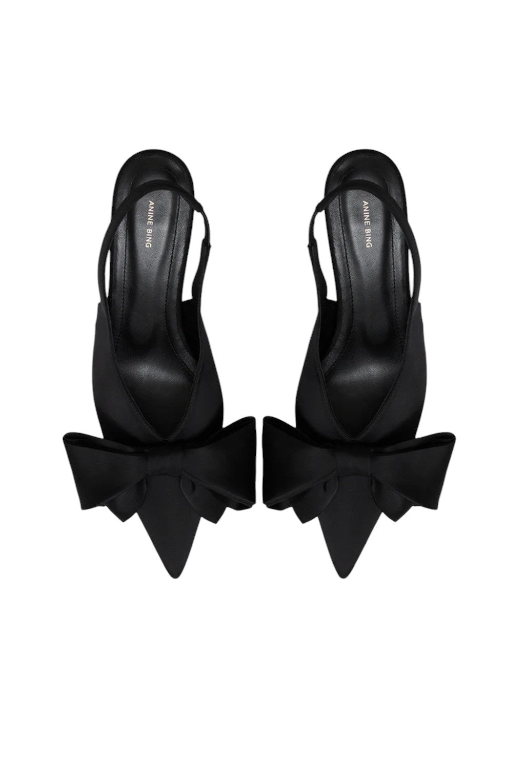 Nina Heels With Bow - Black Satin