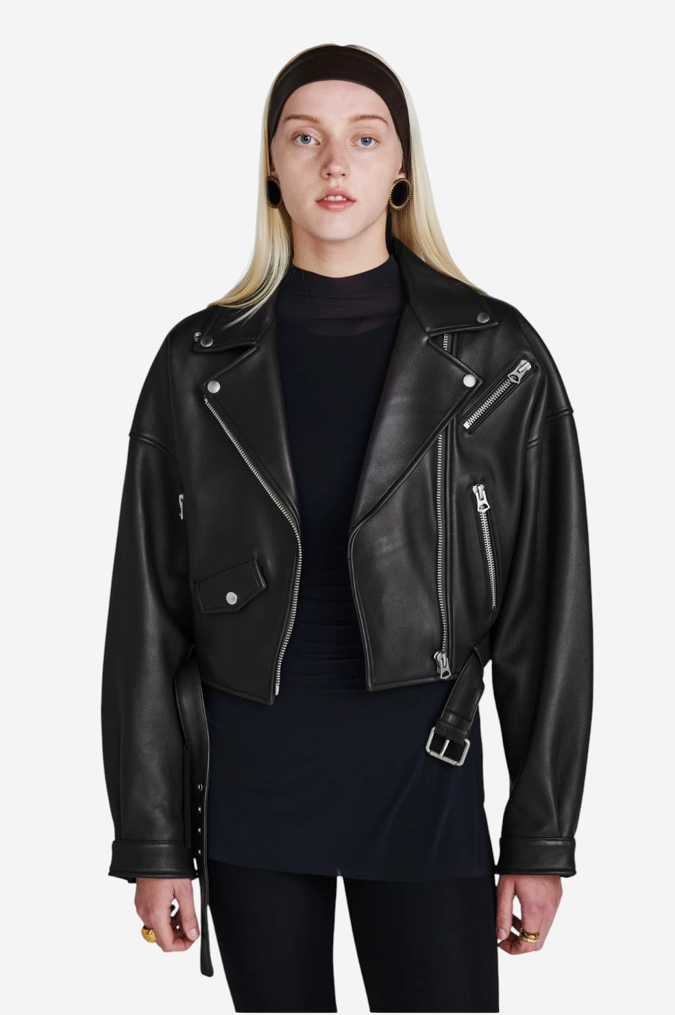 *PRE-ORDER* Tanya Leather Biker Jacket - Black - Shop Yu Fashion