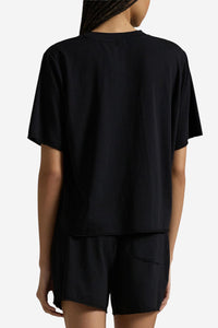 Club Terry 2-Piece Short-Sleeve Pajama Set - Black - Shop Yu Fashion