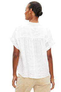 Aria Linen Top - White