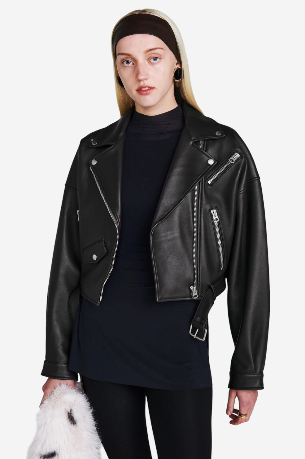*PRE-ORDER* Tanya Leather Biker Jacket - Black - Shop Yu Fashion