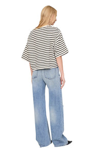 Myers Cropped Tee - Black Stripe French Terry
