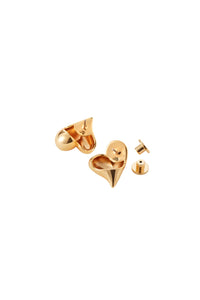 Art Heart Button Earrings - Gold