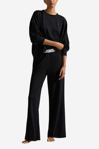 Sweatshirt & Wide Leg Pants Set - Black - Shop Yu Fashion
