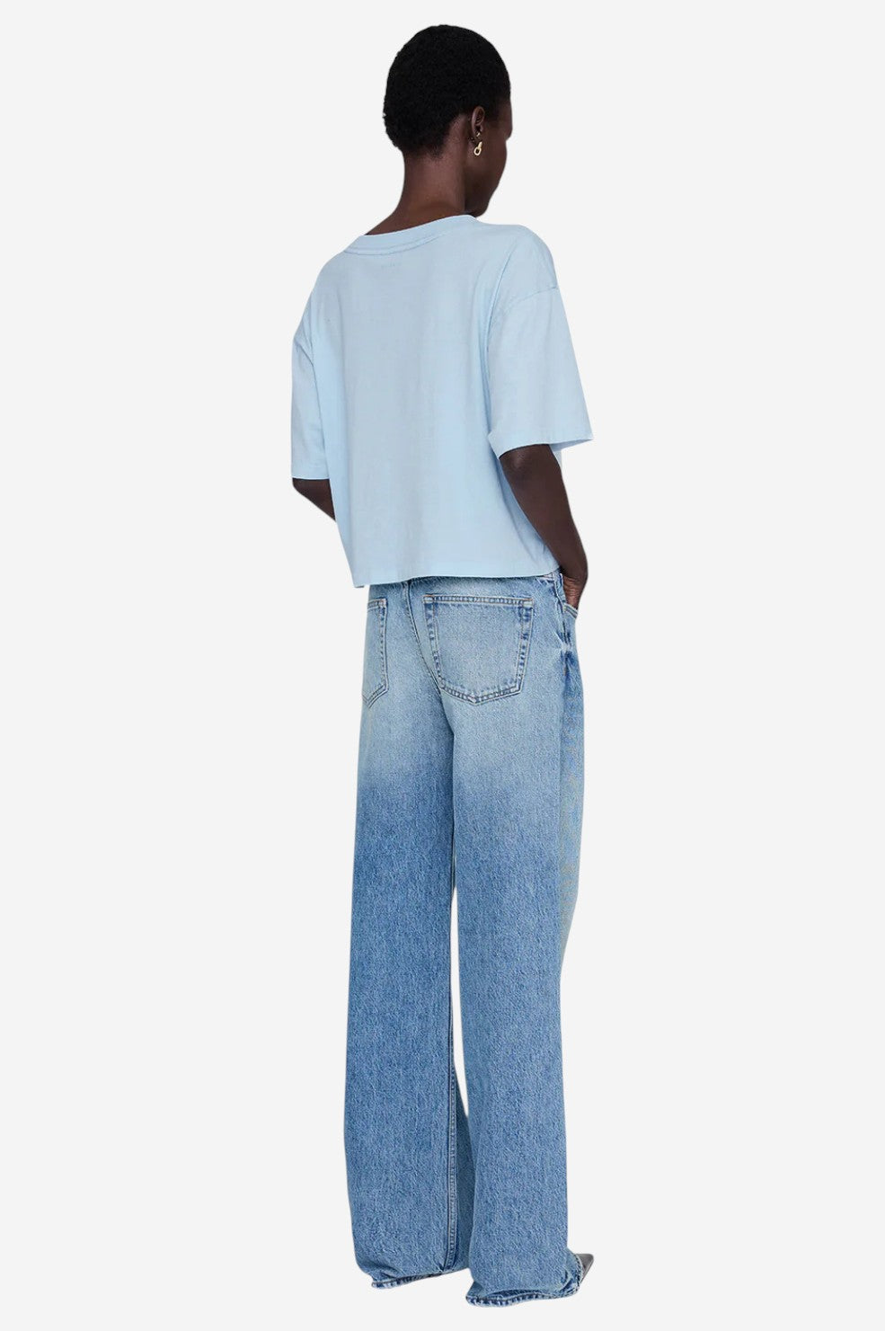 Johnny Cropped Tee Framed Monogram - Pale Blue