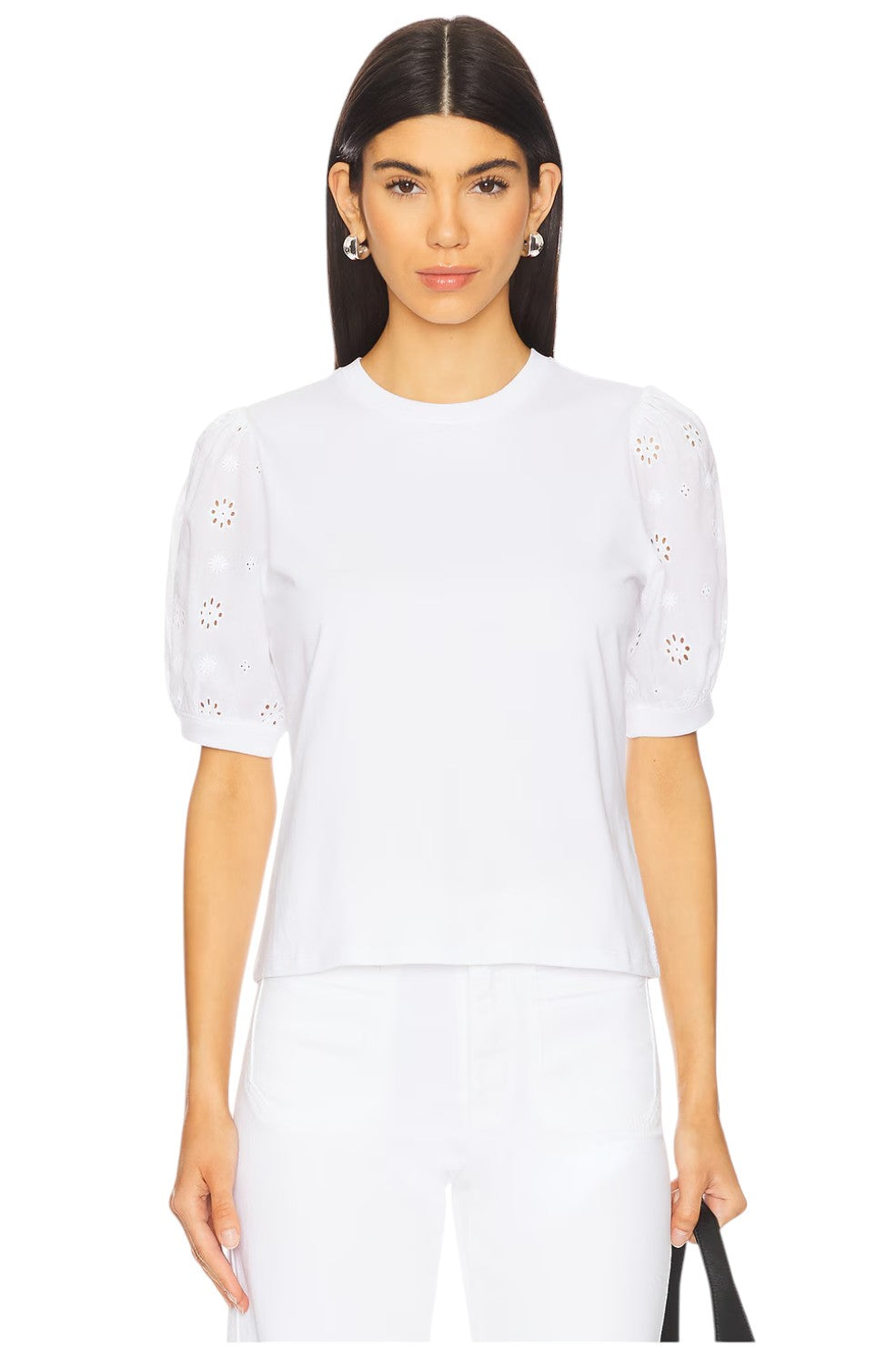 The Lace Sleeve Tee - White