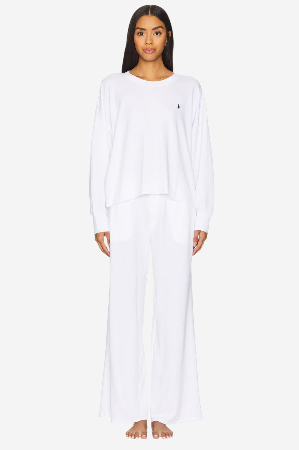 Sweatshirt & Wide Leg Pants Set - White - Shop Yu Fashion