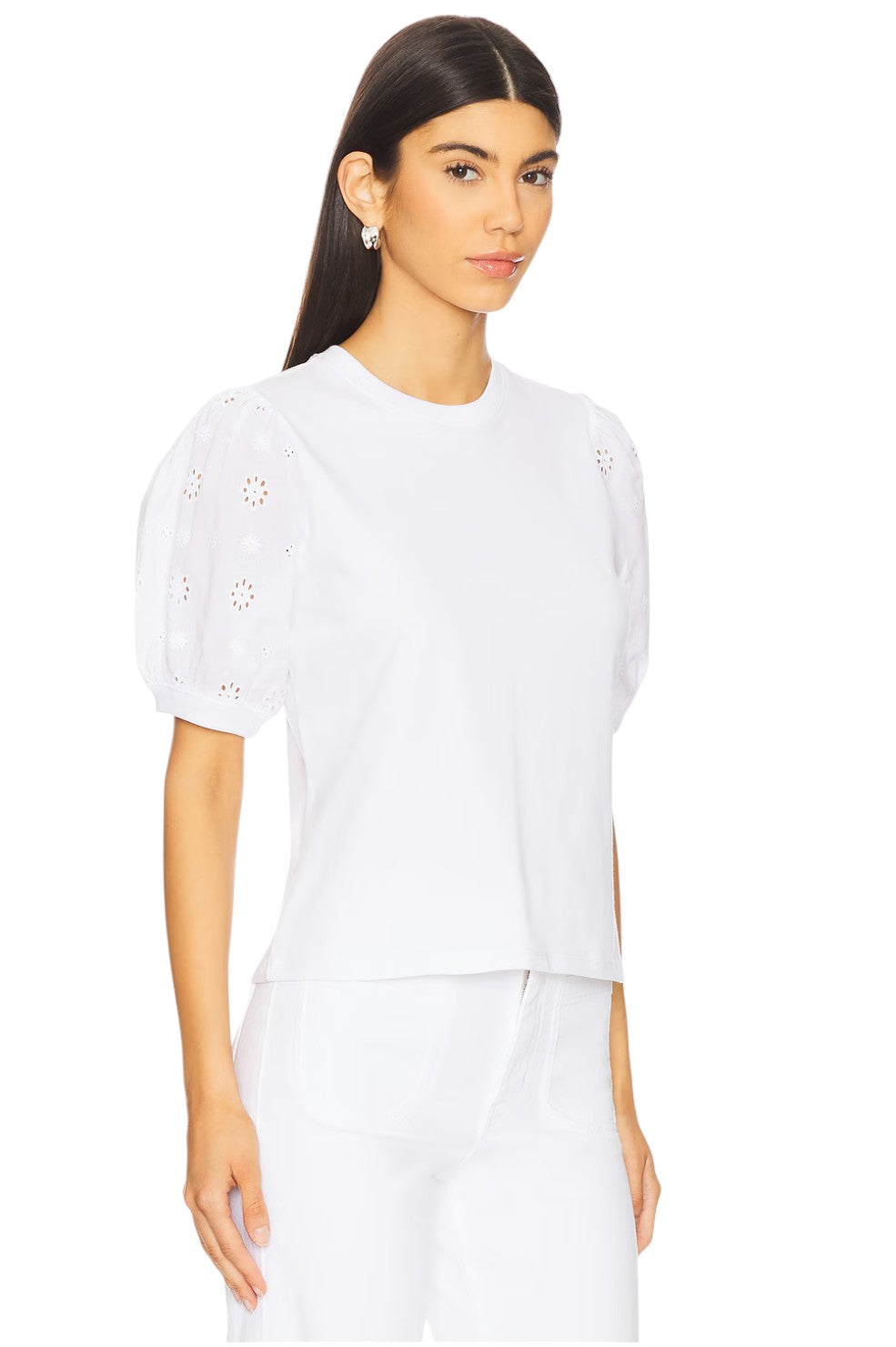 The Lace Sleeve Tee - White