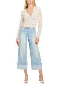 Blake Crystal Pointelle Cardigan - Natural