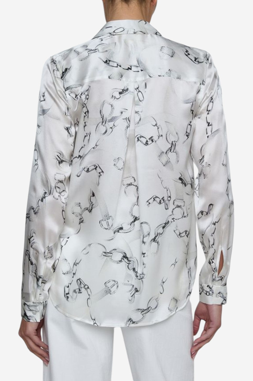 Tyler Silk Blouse - Ivory/Grey Faded