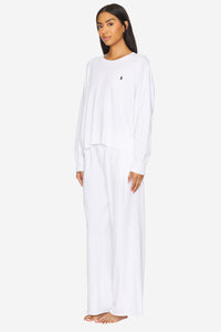 Sweatshirt & Wide Leg Pants Set - White - Shop Yu Fashion