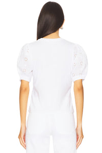 The Lace Sleeve Tee - White